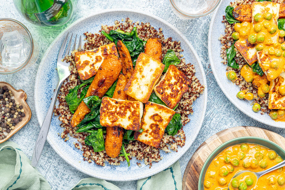 Halloumi poêlé avec sauce korma au labneh