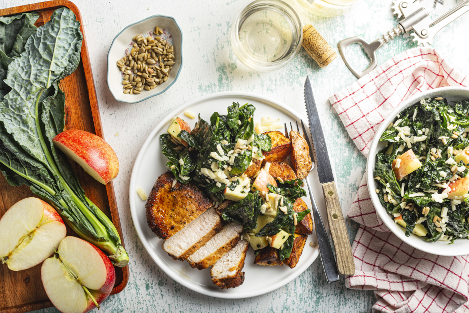 Spiced Pork Chops with Lacinato Kale
