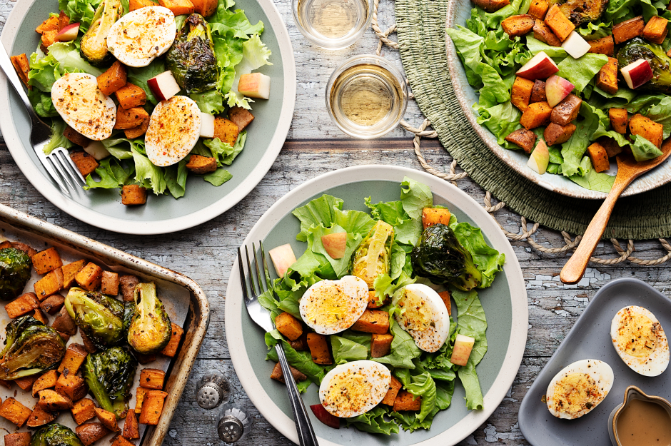 Early Fall Salad with Apple, Eggs & Roasted Vegetables