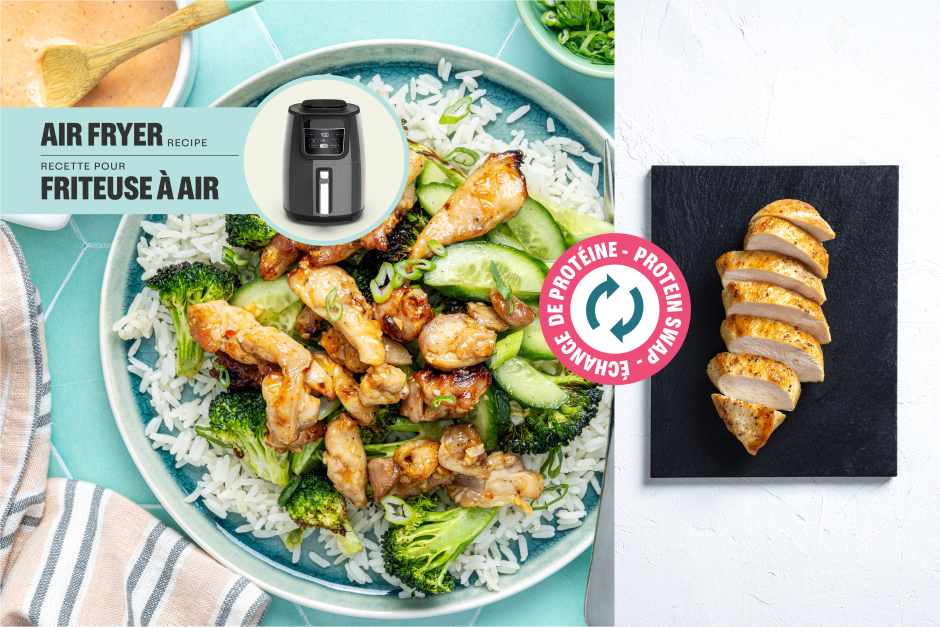 Échange de protéine | Poitrines de poulet à l'orange à la friteuse à air avec sauce yum yum piquante