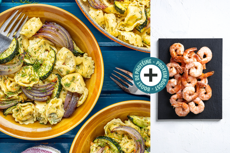 Protein Boost | Cheese Tortellini with Shrimp & Roasted Vegetables