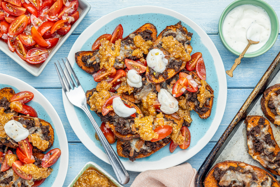 Loaded Impossible™ Beef & Sweet Potato 'Nacho' Sheet Pan