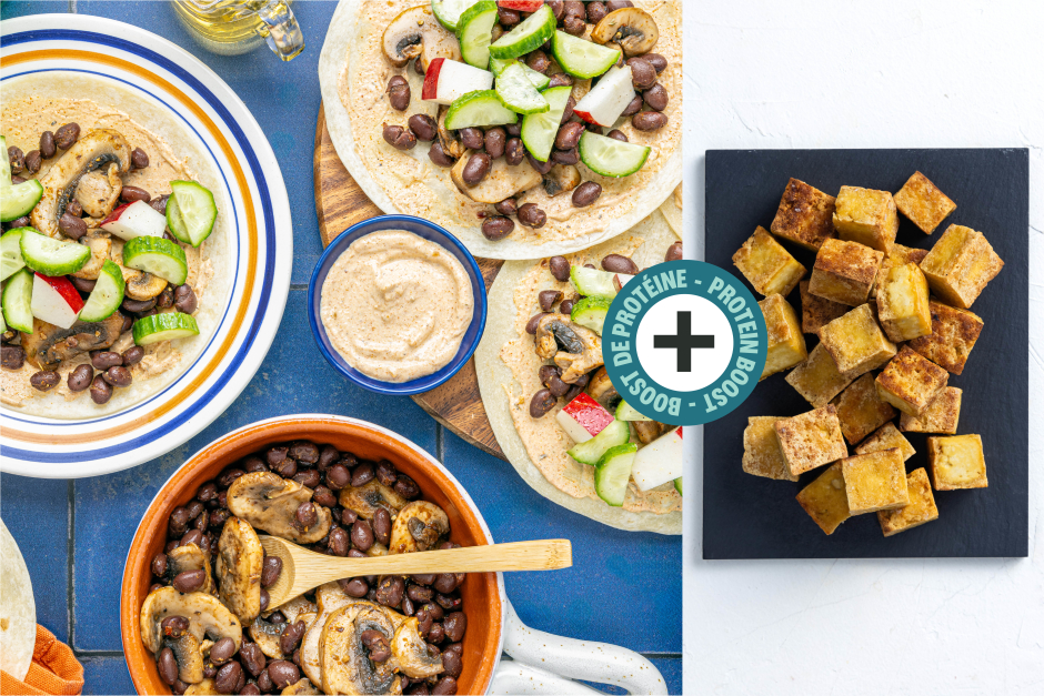 Protein Boost | Tofu, Black Bean & Mushroom Tacos