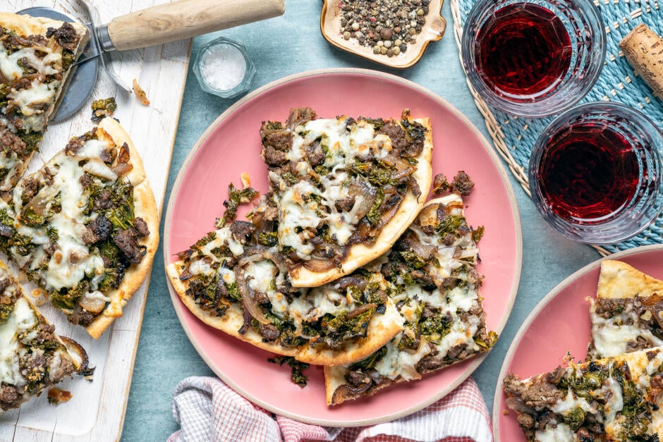 Cheesy BBQ Beef Flatbreads