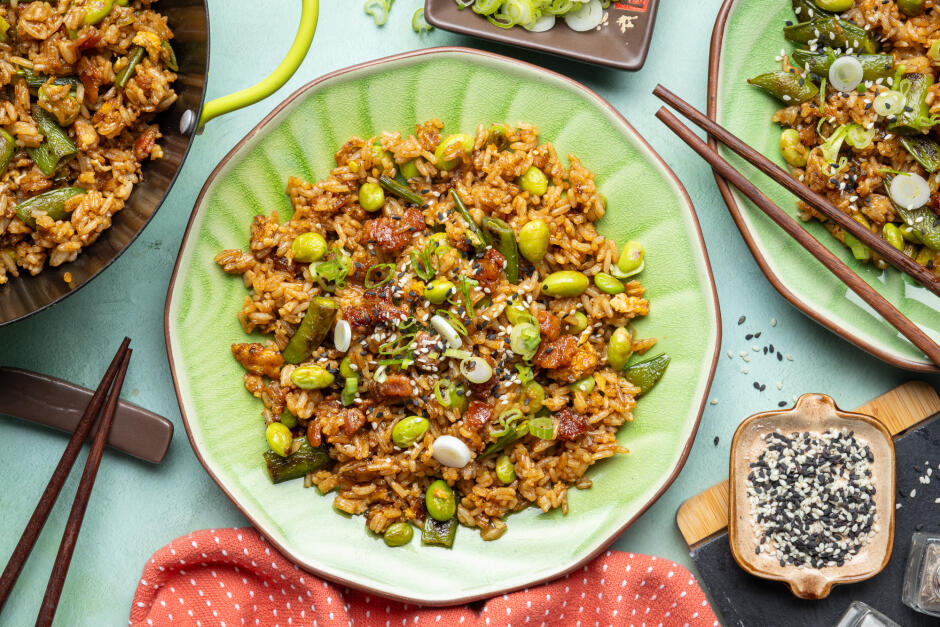 Riz frit au bacon