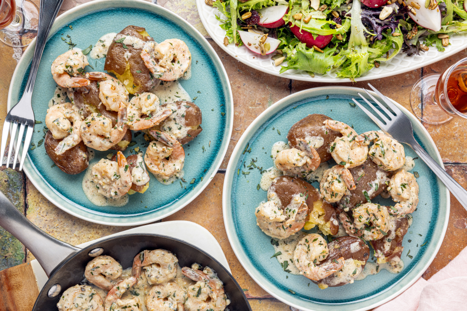 Creamy Tarragon Shrimp with Crushed Potatoes