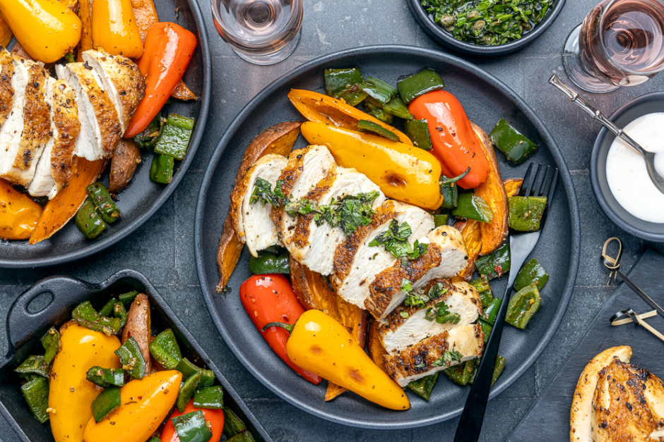 Poulet BIO avec peau croustillante garni de chimichurri