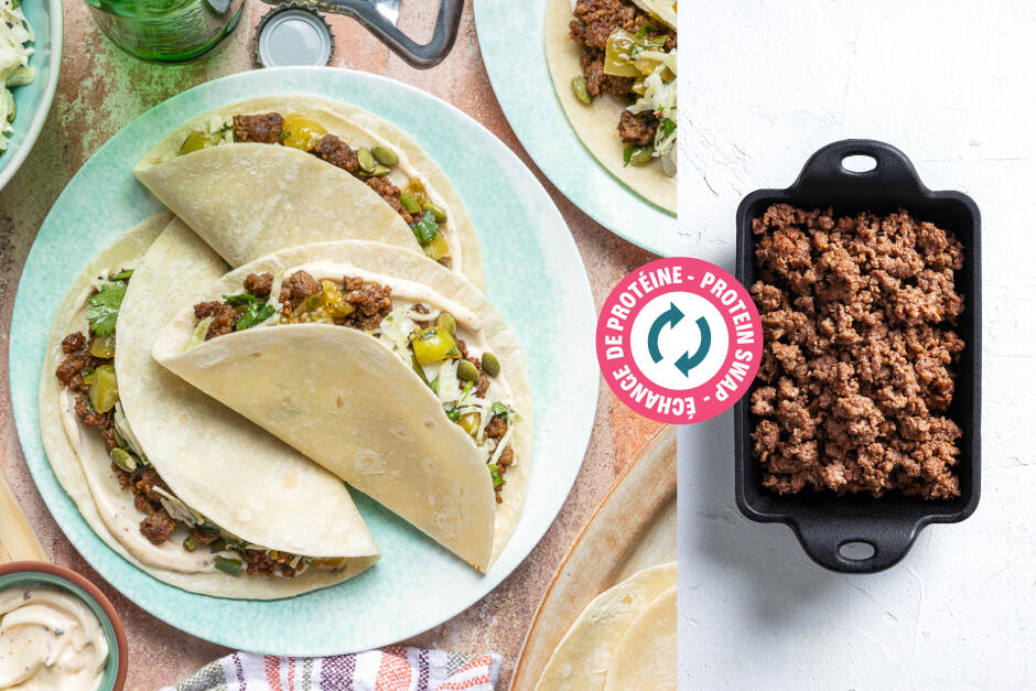 Échange de protéine | Tacos de bœuf barbacoa