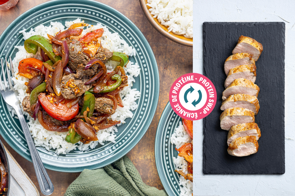 Échange de protéine | Lomo saltado de filet de porc piquant