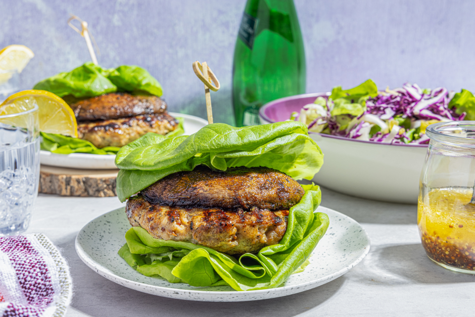 BBQ Pork & Portobello Lettuce Burgers