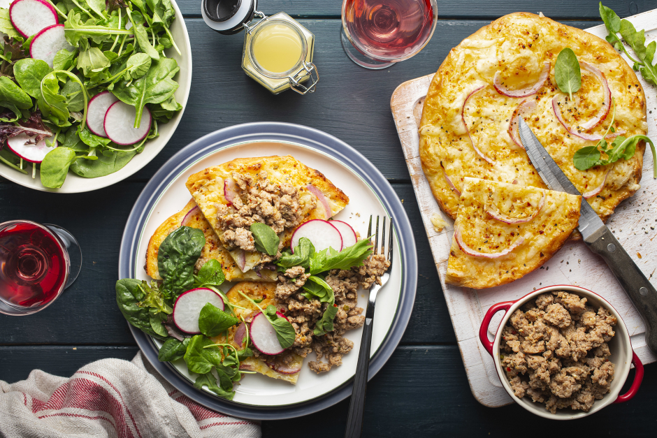 Ground Pork Flammkuchen