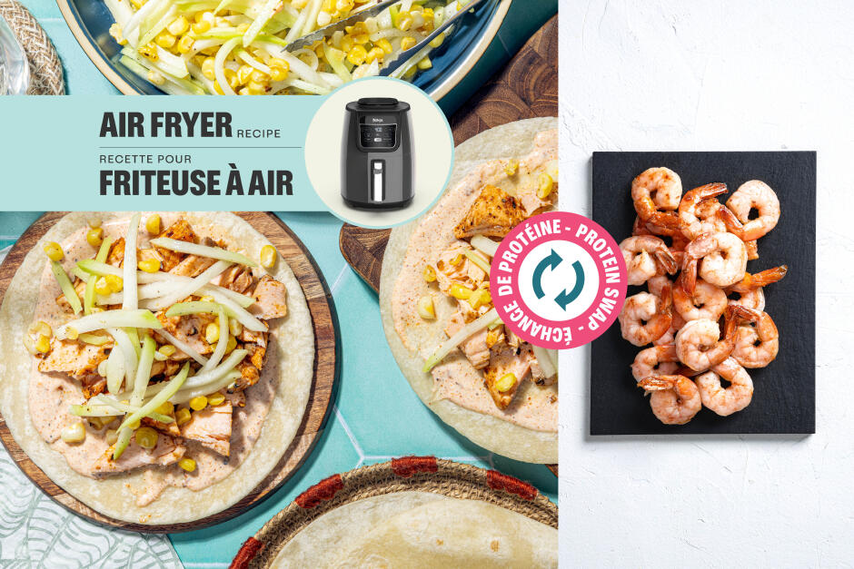 Échange de protéine | Tacos aux crevettes aux épices fumées