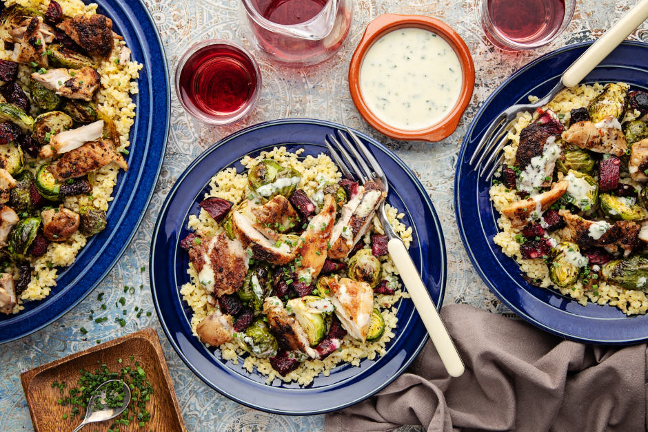 Warm Chunky Chicken Salad with Creamy Chive Dressing