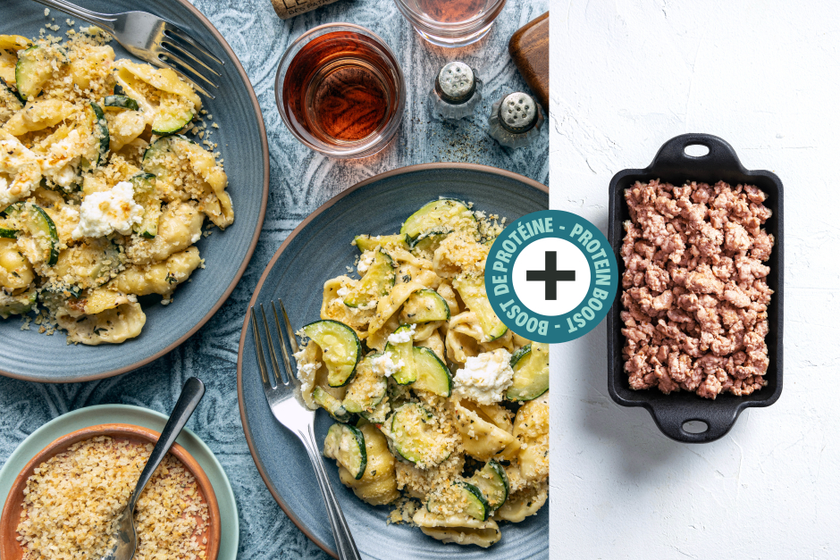 Protein Boost | Decadent Sausage Meat & Zucchini-Ricotta Conchiglie Skillet