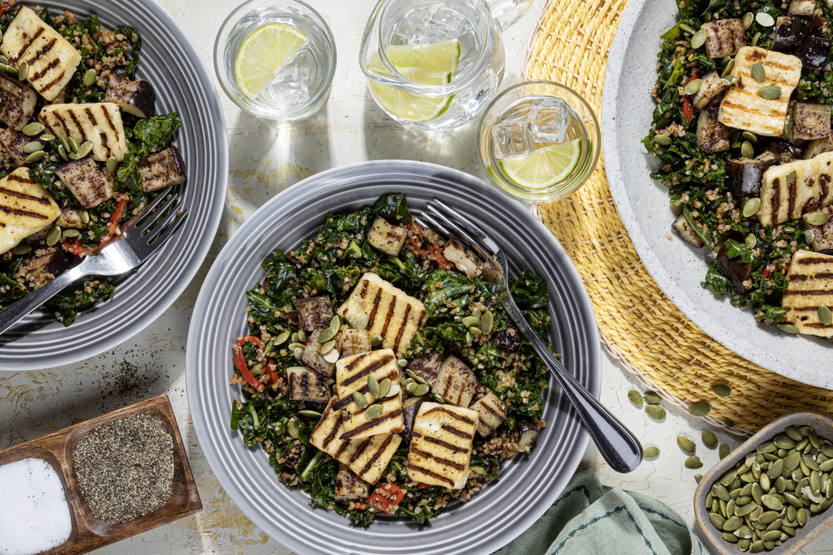 Grilled Halloumi & Sumac-Spiced Eggplant Bowls