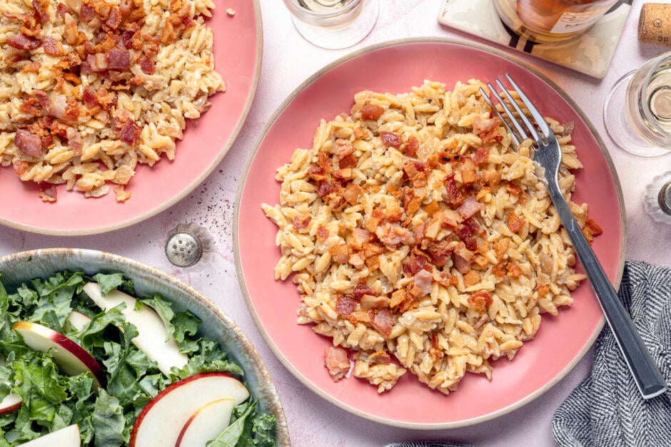 Orzo crémeux au bacon style spätzle