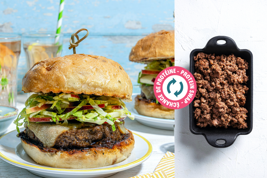 Échange de protéine | Cheeseburgers au bœuf et au cheddar sur le BBQ