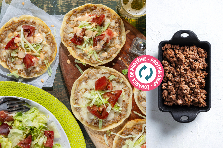 Échange de protéine | Tacos smash burger au bœuf et au fromage