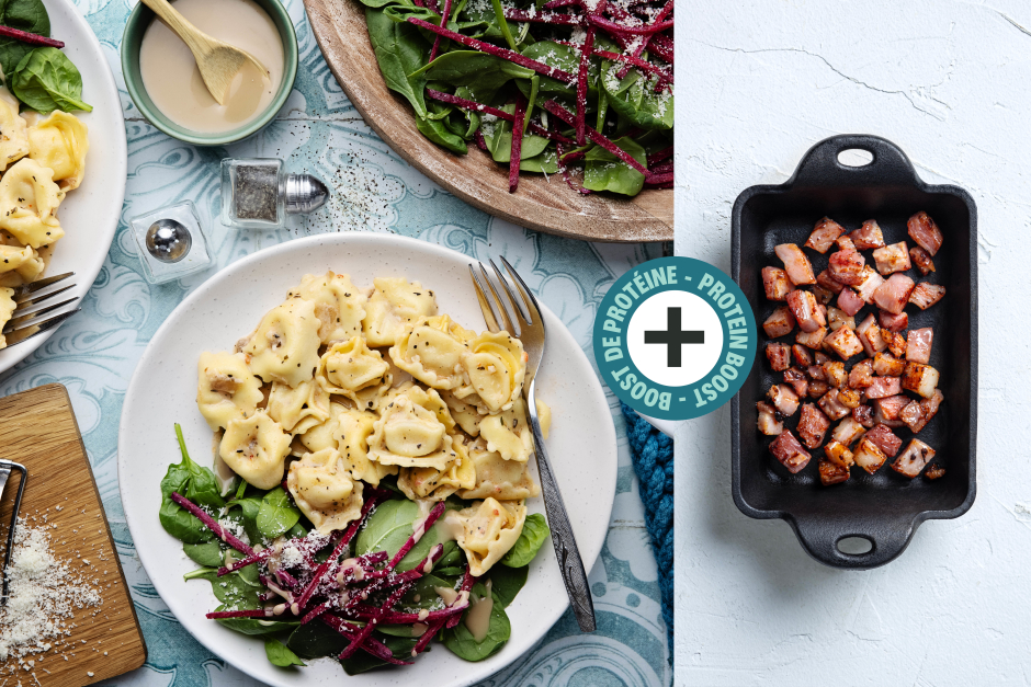 Protein Boost | Pancetta & Fresh Cheese Tortellini in Caramelized Onion Sauce