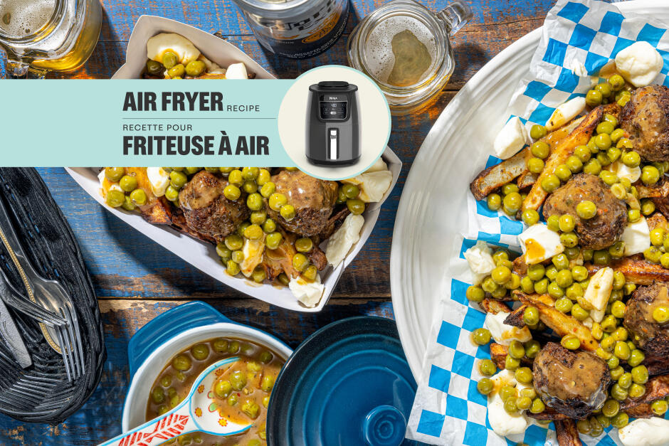Boulettes de bœuf sur poutine à la friteuse à air