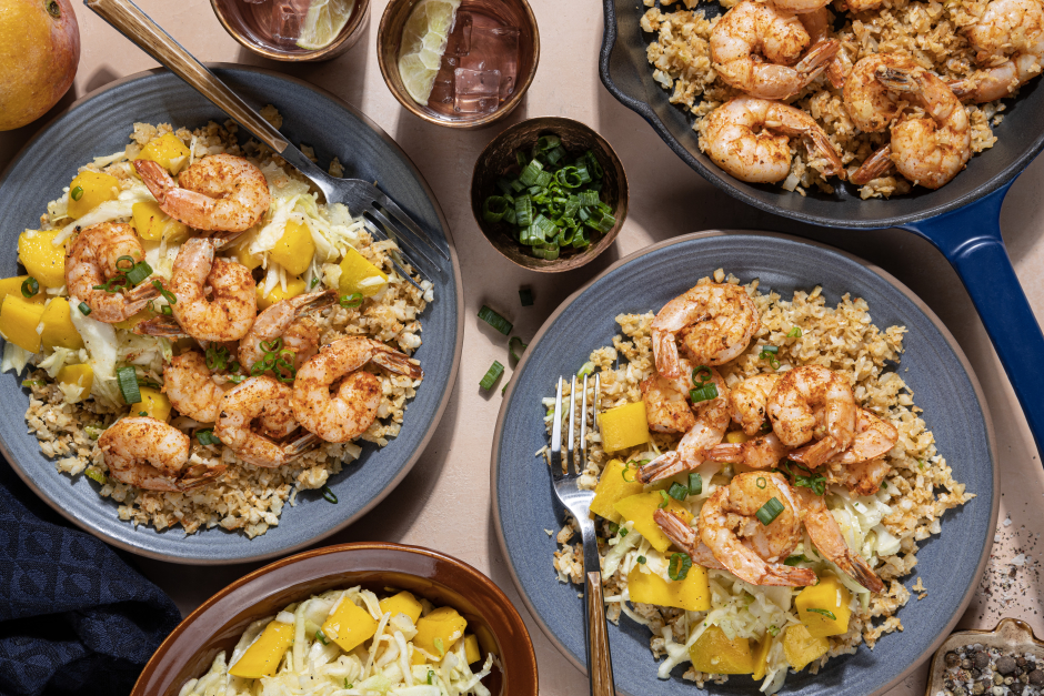 Paleo: Quick Spiced Shrimp over Coconut Cauliflower ‘Rice’