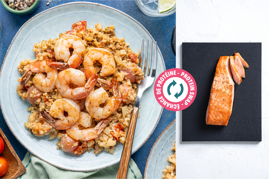 Protein Swap | Salmon-Topped Creamy Cauliflower ‘Risotto’