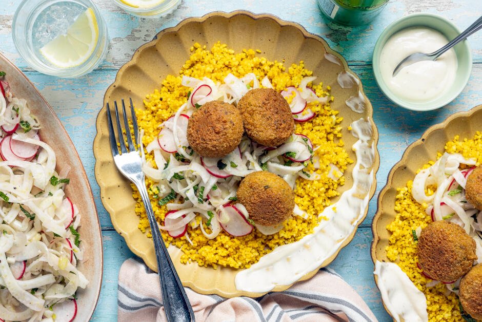 Golden Couscous Falafel Bowls