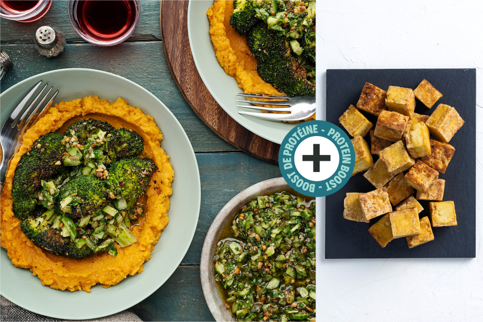Protein Boost | Roasted Broccoli with Tofu & Spicy Sunflower Seed Chimichurri