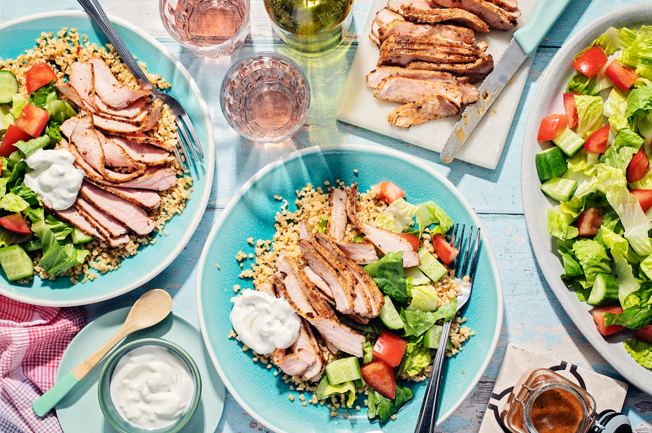 Carb-Wise: Pork Chop Gyro Bulgur Bowls
