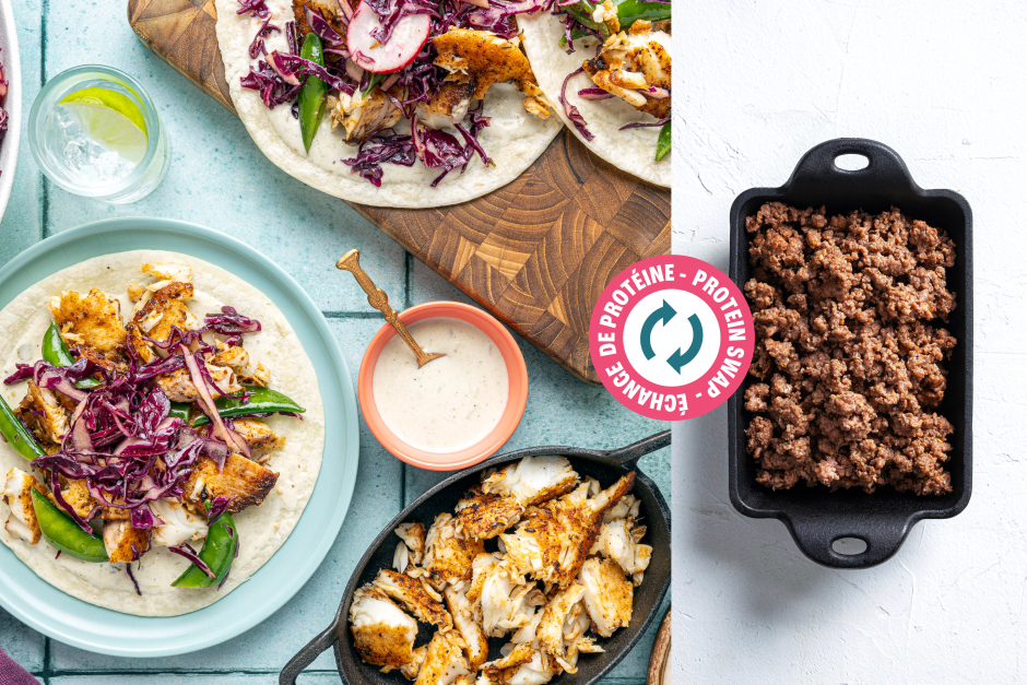 Protein Swap | Ground Beef Tacos & Spicy Salsa Verde Sour Cream