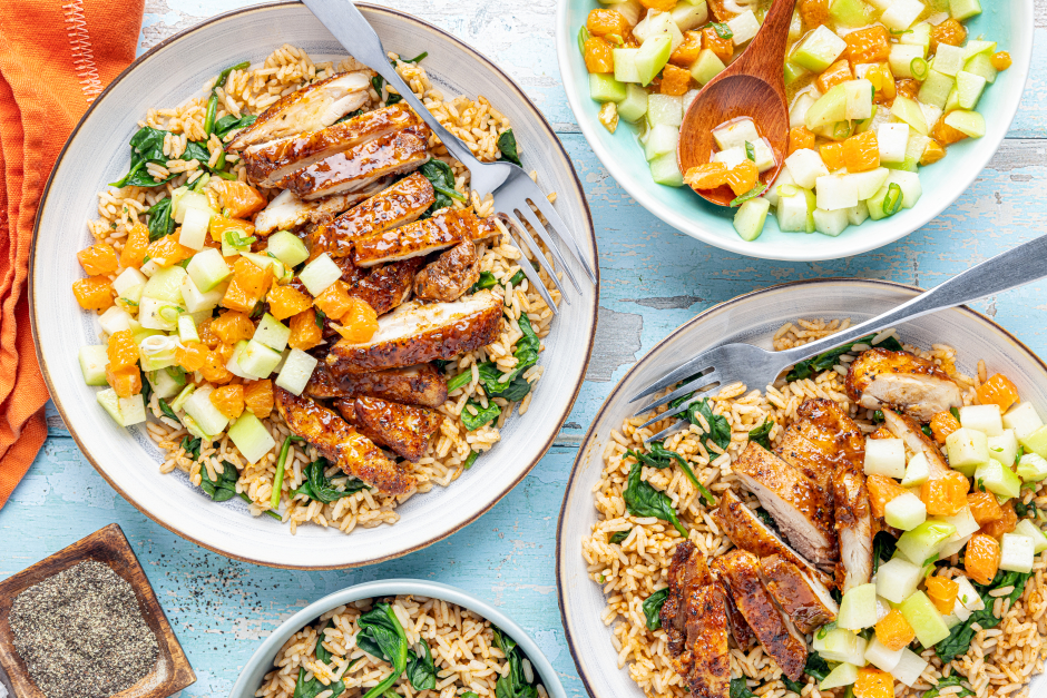 Cuisses de poulet glacées à la mangue et salsa chayottes-oranges
