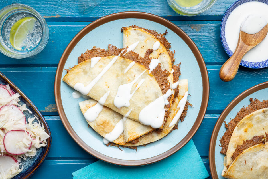 Sheet Pan Pork Carnitas Quesadillas
