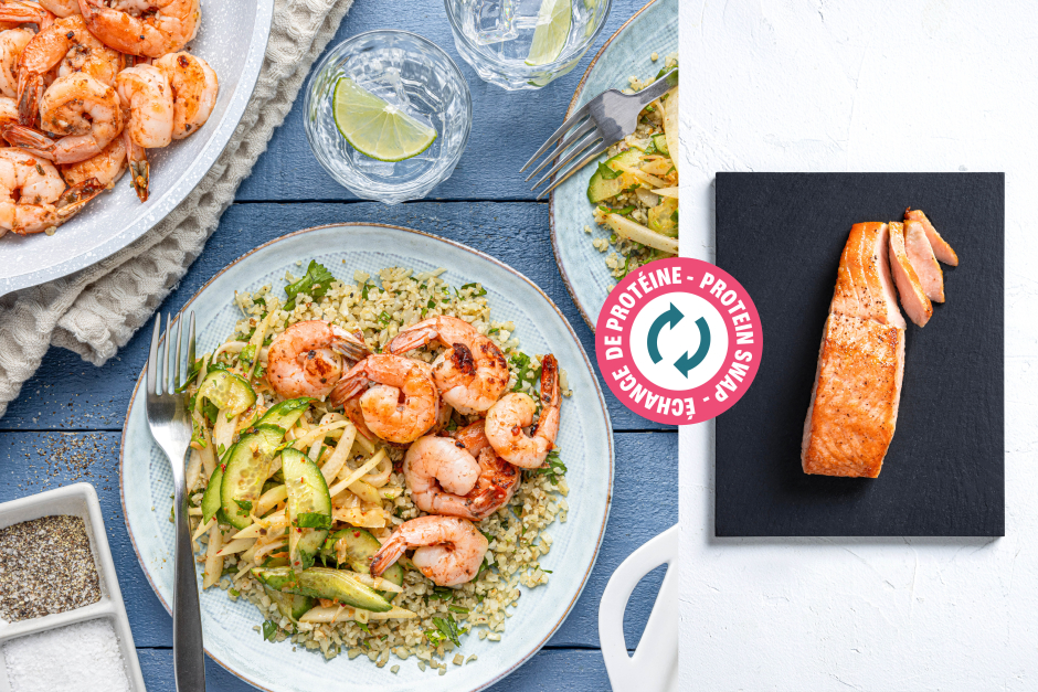 Protein Swap | Paleo: Quick Salmon with Chayote, Cucumber & Kimchi Salad