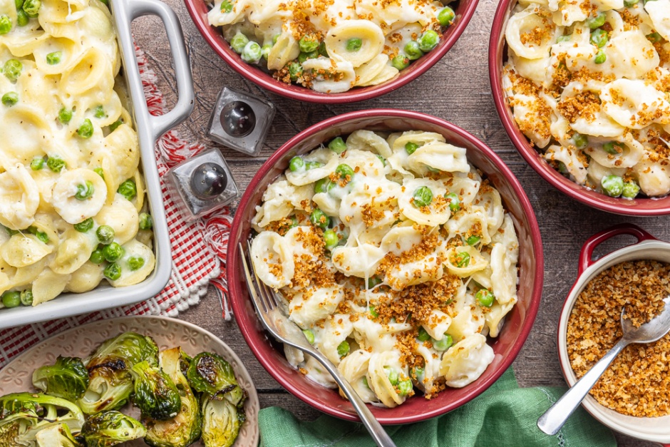 Mac and cheese aux petits pois au four