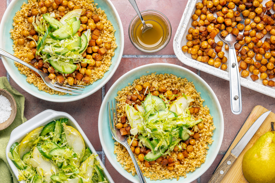 Roasted Butternut Squash & Chickpea Bulgur Bowls