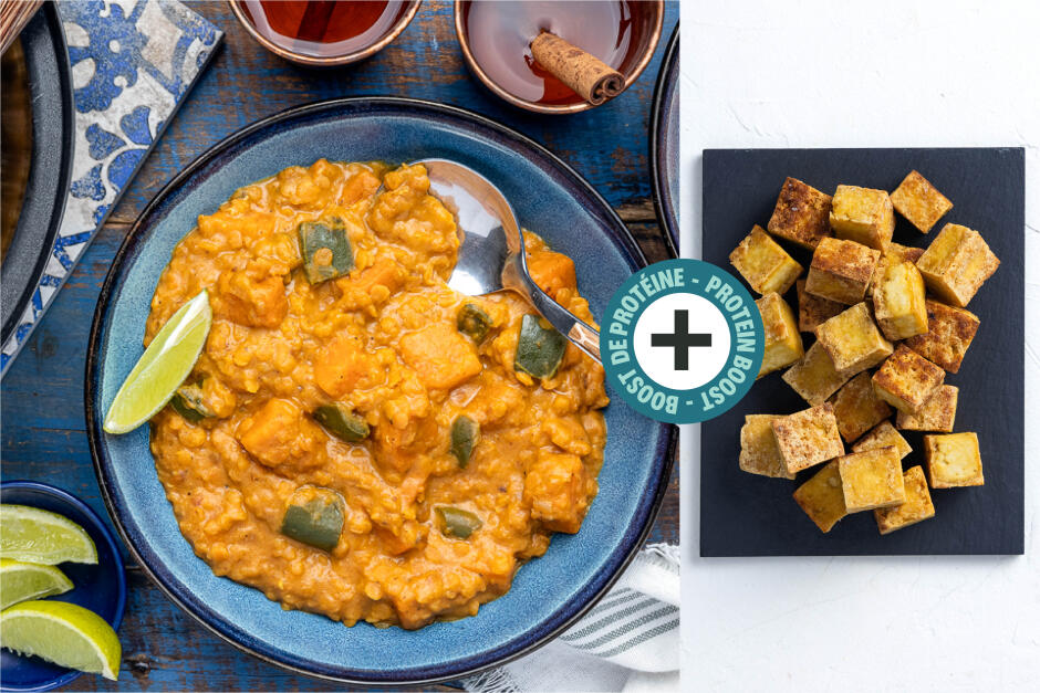 Protein Boost | Mulligatawny-Inspired Vegan Tofu & Lentil Soup