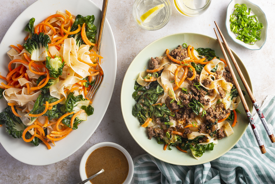 Satay Ground Beef & Rice Noodle Salad