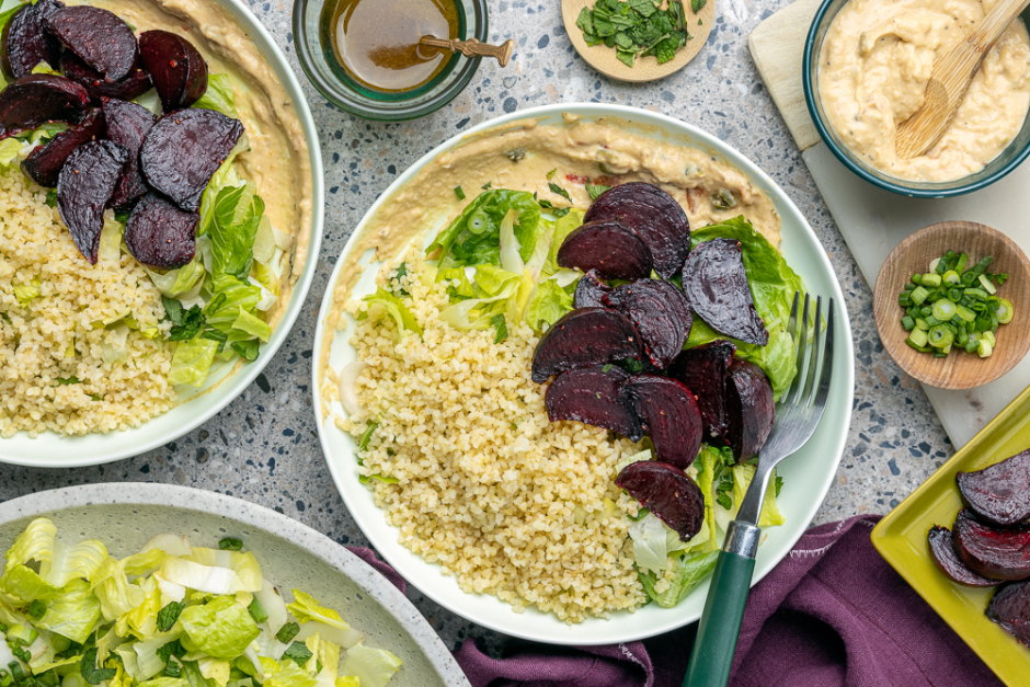 Vegan Greek Roasted Beet Bowls