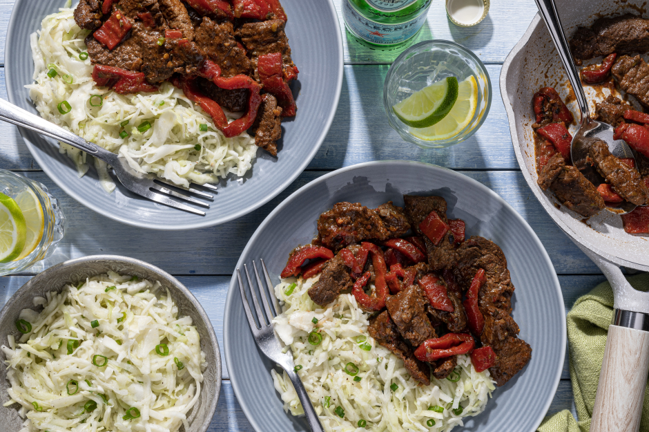 Paleo: Saucy Beef Strips & Roasted Peppers
