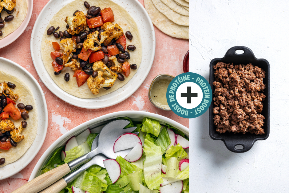 Protein Boost | Ground Beef, Cauliflower & Black Bean Tacos