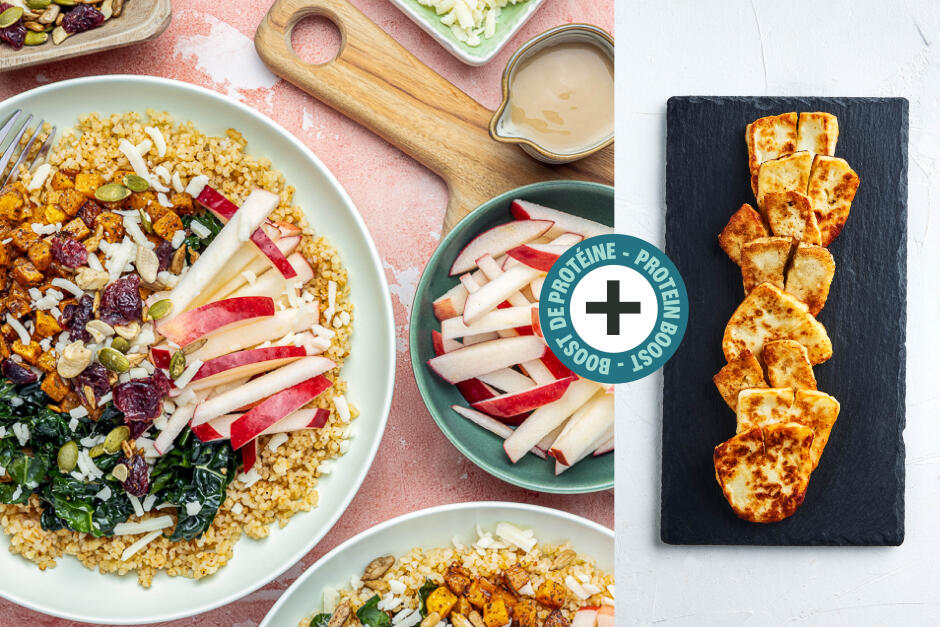 Protein Boost | Halloumi, Apple & Cheddar Bulgur Bowls
