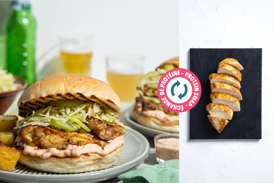 Échange de protéine | Burgers de poitrines de poulet acidulés