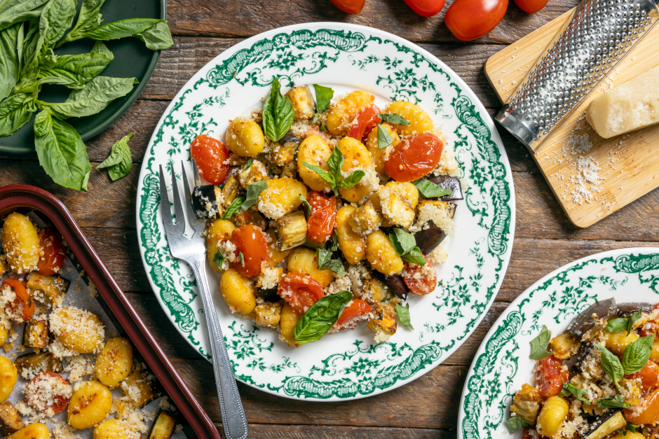 'Eggplant Parm' Gnocchi Sheet Pan