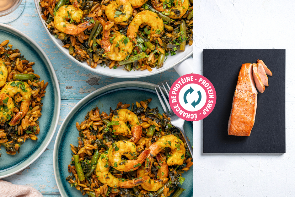 Protein Swap | Salmon & Orzo Skillet Supper