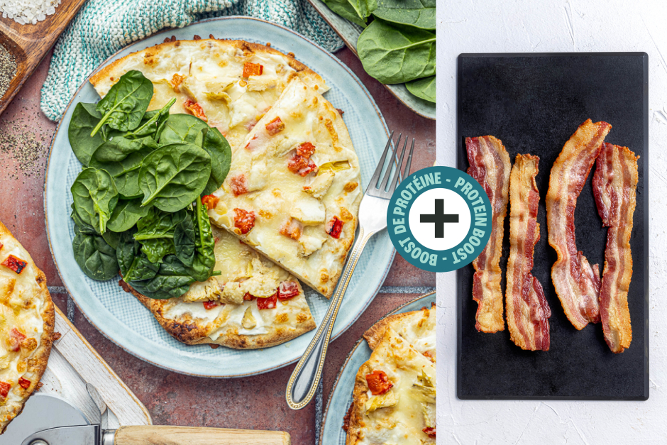 Protein Boost | Cheesy Bacon, Artichoke & Roasted Pepper Flatbreads