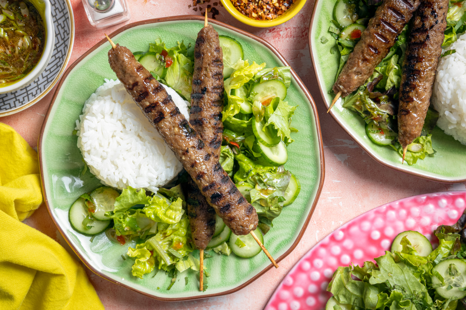 Grilled Impossible™ Beef Larb Skewers