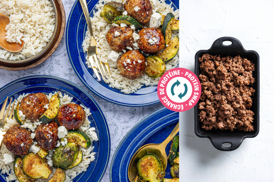 Protein Swap | Pomegranate Molasses-Glazed Beef Meatballs