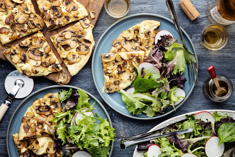 Mushroom & Mascarpone Naan Pizzas Bianca