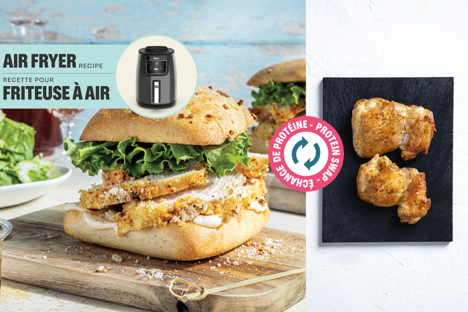 Échange de protéine | Sandwichs de cuisses de poulet cacio e pepe à la friteuse à air