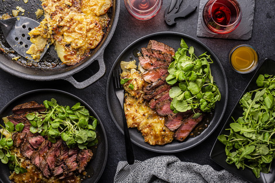 L’Artisan: Beef Tenderloin Steaks with Potato & Mushroom Gratin